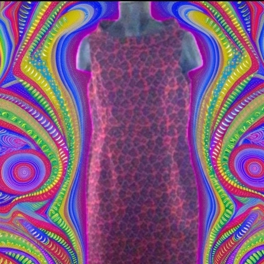 Stunning Anne Klein Maroon Leopard Print Dress, 14 - Picture 8 of 8